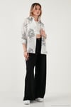 Desenli Regular Fit Uzun Kollu Kadın Gömlek 6773200 BEYAZ-SİYAH