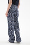 Desenli Regular Fit Yüksek Bel Bol Paça Kadın Pantolon 25Y0179K1 MAVİ