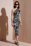 Desenli Slim Fit Midi Boy Tek Omuzlu Abiye Kadın Elbise 5866202 SİYAH-BEYAZ