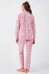 Desenli Standart Fit Düğmeli Polarlı Rahat Kışlık Kadın Pijama Takımı 6095617 PUDRA