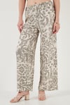 Desenli Standart Fit Yüksek Bel Geniş Paça Kadın Pantolon 5869019 Olive