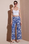 Desenli Standart Fit Yüksek Bel Geniş Paça Kadın Pantolon 5869019 SAKS
