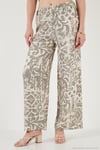 Desenli Standart Fit Yüksek Bel Geniş Paça Kadın Pantolon 5869019 Olive