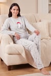 Desenli Yumuşak Dokulu Kışlık Polar Kadın Pijama Takımı 6575031 GRİ