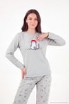 Desenli Yumuşak Dokulu Kışlık Polar Kadın Pijama Takımı 6575031 GRİ