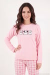 Desenli Yumuşak Dokulu Kışlık Polar Kadın Pijama Takımı 6575031 PEMBE
