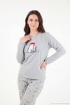 Desenli Yumuşak Dokulu Kışlık Polar Kadın Pijama Takımı 6575031 GRİ