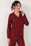 Desenli Yumuşak Dokulu Regular Fit Apaş Yaka Beli Lastikli Rahat Kadın Pijama Takımı 65720501 KIRMIZI-YEŞİL