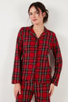 Desenli Yumuşak Dokulu Regular Fit Apaş Yaka Beli Lastikli Rahat Kadın Pijama Takımı 65720501 KIRMIZI-YEŞİL