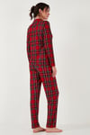 Desenli Yumuşak Dokulu Regular Fit Apaş Yaka Beli Lastikli Rahat Kadın Pijama Takımı 65720501 KIRMIZI-YEŞİL