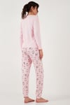 Desenli Yumuşak Dokulu Regular Fit Beli Lastikli Bisiklet Yaka Rahat Kadın Pijama Takımı 65714101 AÇIK PEMBE