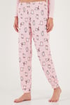 Desenli Yumuşak Dokulu Regular Fit Beli Lastikli Bisiklet Yaka Rahat Kadın Pijama Takımı 65714101 AÇIK PEMBE