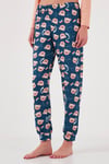 Desenli Yumuşak Dokulu Regular Fit Beli Lastikli Bisiklet Yaka Rahat Kadın Pijama Takımı 65714101 ŞEFTALİ