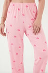 Desenli Yumuşak Dokulu Regular Fit Düğmeli Kısa Kollu Kadın Pijama Takımı 65750101Y AÇIK PEMBE