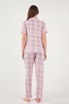 Desenli Yumuşak Dokulu Regular Fit Düğmeli Kısa Kollu Kadın Pijama Takımı 65750101Y PUDRA