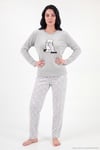 Desenli Yumuşak Dokulu Uzun Kollu Kadın Pijama Takımı 6575016 GRİ