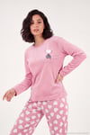 Desenli Yumuşak Dokulu Uzun Kollu Kadın Pijama Takımı 65750155 PUDRA