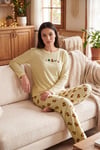 Desenli Yumuşak Dokulu Uzun Kollu Kadın Pijama Takımı 6575016 SARI