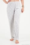 Desenli Yumuşak Dokulu Uzun Kollu Kadın Pijama Takımı 6575016 GRİ