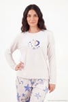 Desenli Yumuşak Dokulu Uzun Kollu Kadın Pijama Takımı 65750155 KREM