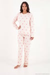 Desenli Yumuşak Dokulu Uzun Kollu Kadın Pijama Takımı 6575020 EKRU