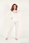 Desenli Yumuşak Dokulu Uzun Kollu Kadın Pijama Takımı 6575016 KREM