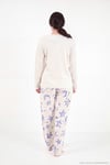 Desenli Yumuşak Dokulu Uzun Kollu Kadın Pijama Takımı 65750155 KREM