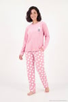 Desenli Yumuşak Dokulu Uzun Kollu Kadın Pijama Takımı 65750155 PUDRA