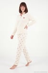 Desenli Yumuşak Dokulu Yarım Fermuarlı Dik Yaka Kadın Pijama Takımı 6575017 KREM