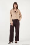 Dik Yaka Düğmeli Kısa Kadın Kaşe Mont 611AW115 CAMEL