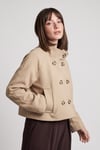 Dik Yaka Düğmeli Kısa Kadın Kaşe Mont 611AW115 CAMEL