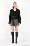 Dik Yaka Düğmeli Kısa Kadın Kaşe Mont 611AW115 SİYAH