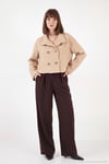 Dik Yaka Düğmeli Kısa Kadın Kaşe Mont 611AW115 CAMEL