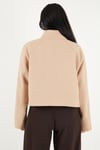 Dik Yaka Düğmeli Kısa Kadın Kaşe Mont 611AW115 CAMEL