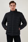 Dik Yaka Fermuarlı Cepli Slim Fit Şişme Erkek Mont 649002 LACİVERT