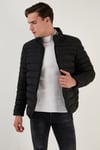 Dik Yaka Fermuarlı Cepli Slim Fit Şişme Erkek Mont 649002 SİYAH