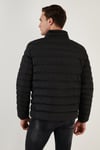Dik Yaka Fermuarlı Cepli Slim Fit Şişme Erkek Mont 649002 SİYAH