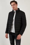 Dik Yaka Fermuarlı Cepli Slim Fit Şişme Erkek Mont 649002 SİYAH