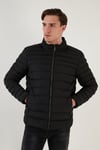 Dik Yaka Fermuarlı Cepli Slim Fit Şişme Erkek Mont 649002 SİYAH