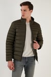 Dik Yaka Fermuarlı Cepli Slim Fit Şişme Erkek Mont 649002 HAKİ