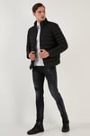 Dik Yaka Fermuarlı Cepli Slim Fit Şişme Erkek Mont 649002 SİYAH