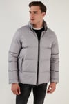 Dik Yaka Fermuarlı Suya ve Rüzgara Karşı Dayanıklı Slim Fit Şişme Erkek Mont 649004 AÇIK GRİ