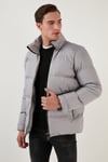 Dik Yaka Fermuarlı Suya ve Rüzgara Karşı Dayanıklı Slim Fit Şişme Erkek Mont 649004 AÇIK GRİ