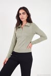 Dikiş Detaylı Yarım Fermuarlı Örme Kadın Bluz 5866643 Olive