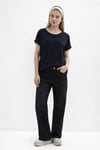 Dökümlü Bisiklet Yaka Basic Kadın T Shirt 26Y0194K1 LACİVERT