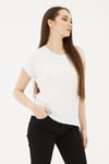 Dökümlü Bisiklet Yaka Basic Kadın T Shirt 26Y0194K1 EKRU