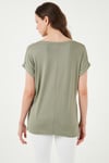 Dökümlü Bisiklet Yaka Basic Kadın T Shirt 26Y0194K1 HAKİ