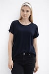 Dökümlü Bisiklet Yaka Basic Kadın T Shirt 26Y0194K1 LACİVERT