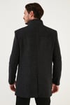 Düğmeli Kırçıllı Slim Fit Kaşe Erkek Kaban 5840099N Antrasit Noktalı