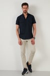 Düğmeli Yaka Pamuklu Slim Fit Cepli Erkek Gömlek CF21S111153 LACİVERT
